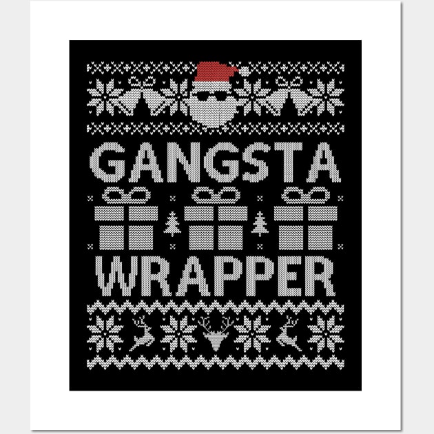 Ugly Christmas Sweater Gangsta Wrapper Santa Wall Art by HolidayoftheWeek